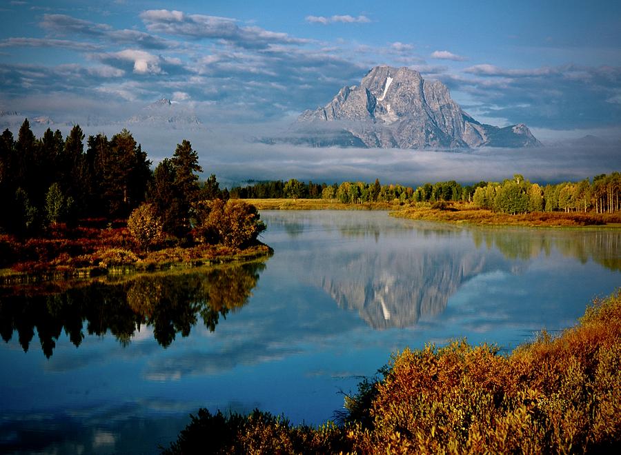 Mount Moran Morning at the Oxbow of the Snake Photograph by Ed Riche