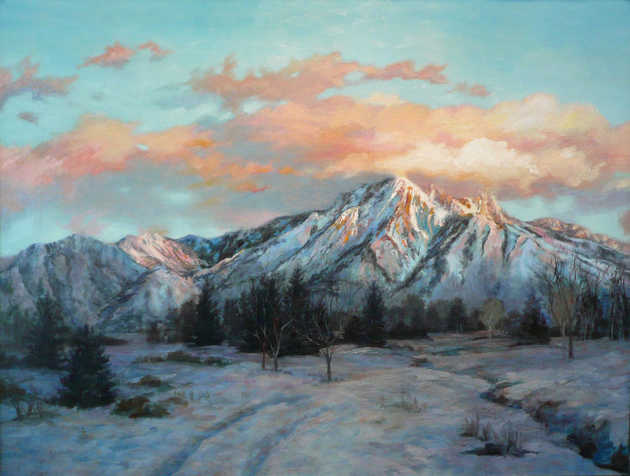 Winter Painting - Mount Olymmpus in February by Susan N Jarvis