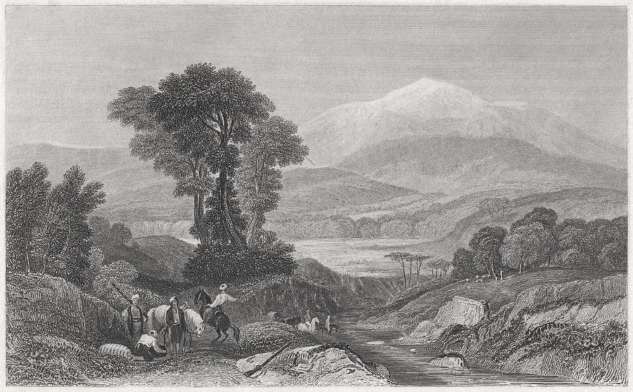 Mount Olympus, by William Purser, steel engraving, pulished in 1836 Drawing by Zu_09