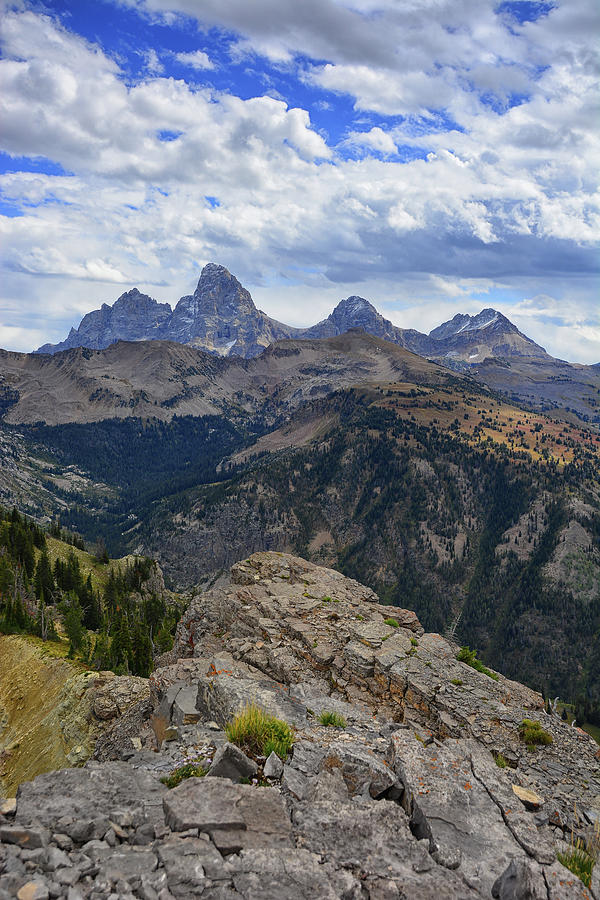 The Grand Photograph - Mount Owen, The Grand, Middle, and South Tetons from Freds Mountain by Raymond Salani III