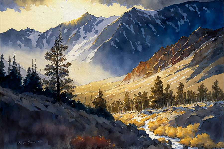 Mount Peale at Golden Hour Painting by Kai Saarto