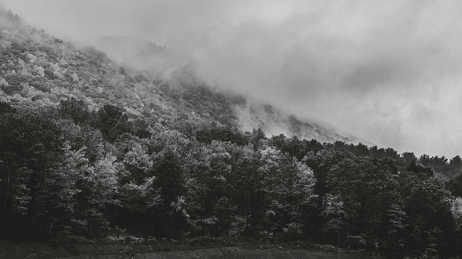 Mount Pisgah in Autumn Clouds Black and White Photograph by Jason Fink
