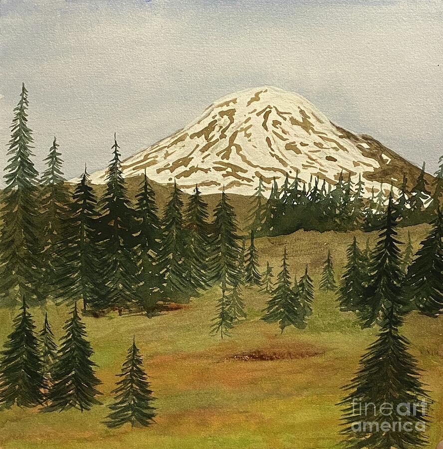 Mount Rainer With Fall Colors Painting by Lisa Neuman Mount Rainer With Fall Colors Painting by Lisa Neuman