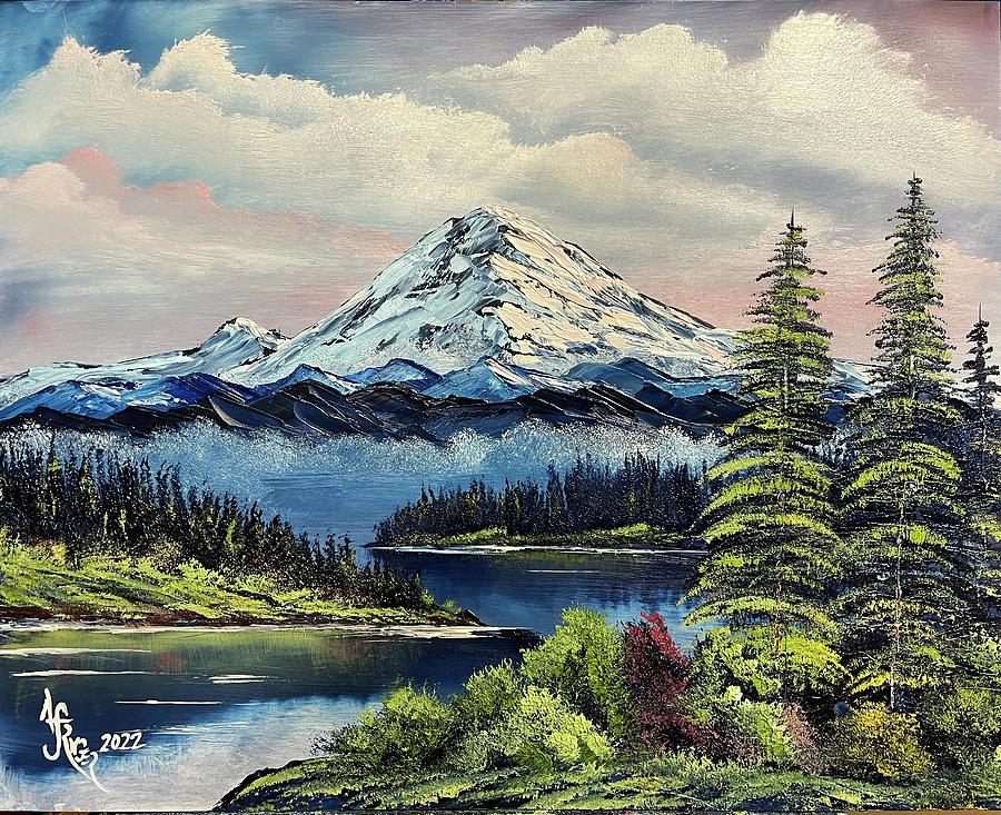 Tree Painting - Mount Rainier by Alfred Stringer