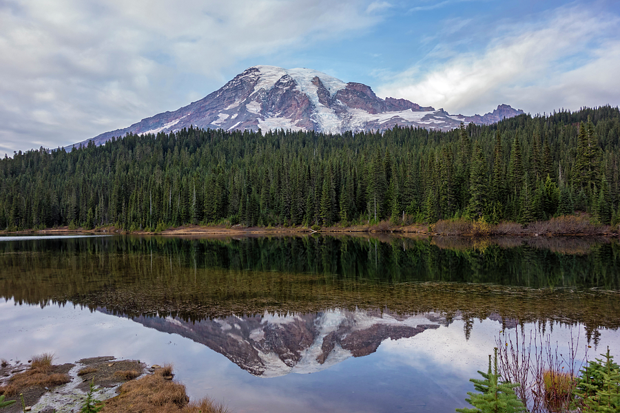 Mount Rainier and Reflection Lake Photograph by Loree Johnson