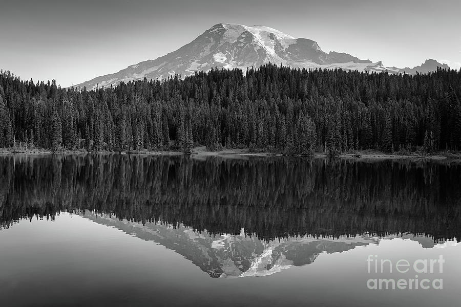 Mount Rainier in Black and White Photograph by Henk Meijer Photography