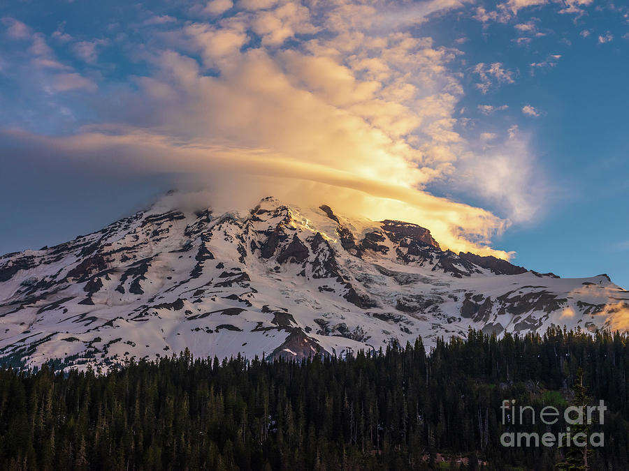 Mount Rainier Massive Lenticular Clouds Photograph