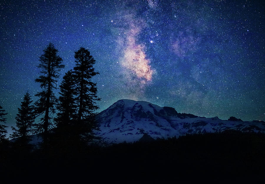 Mount Rainier Milky Way Photograph by Dan Sproul