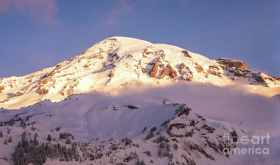 Mount Rainier Morning Light In Winter Photograph
