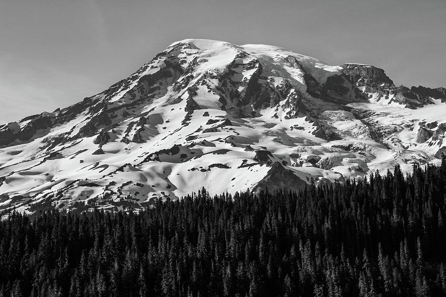 Mount Rainier Peak Black And White Photograph by Dan Sproul