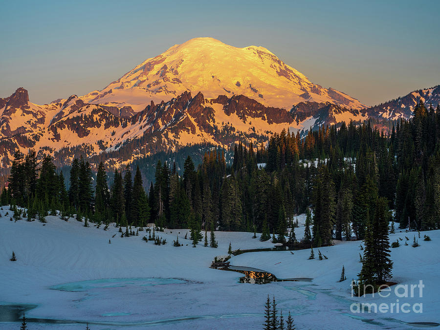 Mount Rainier Photography Morning Glow Photograph by Mike Reid