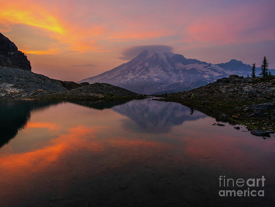Mount Rainier Sunset Reflection Mood Photograph