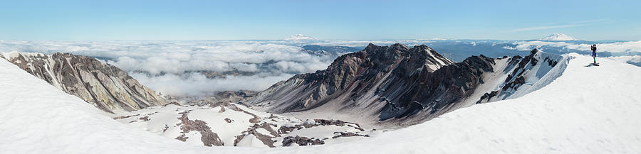 Mt St. Helens and Mt Rainier Viewed From Monitor Ridge Digital Art by Michael Lee