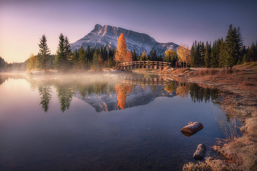 Mount Rundle reflection Photograph by Celia Zhen
