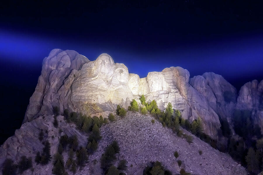 Rushmore Photograph - Mount Rushmore at Night by Susan Rissi Tregoning