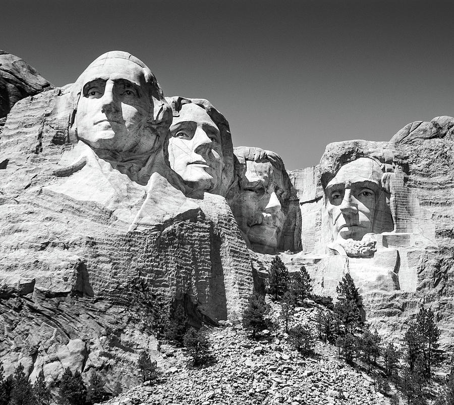 Mount Rushmore Black and White Photograph by Robert Hayton