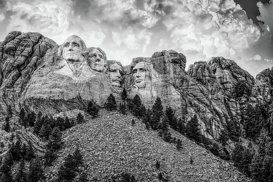 Mount Rushmore in Black and White Photograph by Sheen Watkins