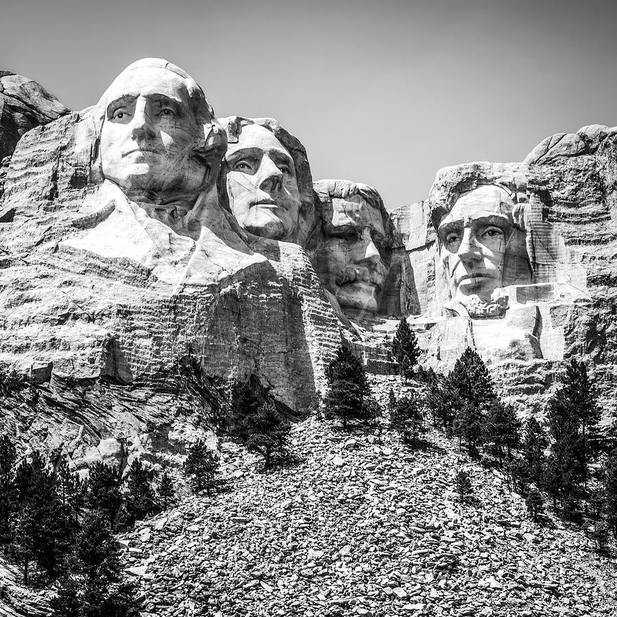 Mount Rushmore National Memorial 1x1 - Black and White Edition Photograph by Gregory Ballos