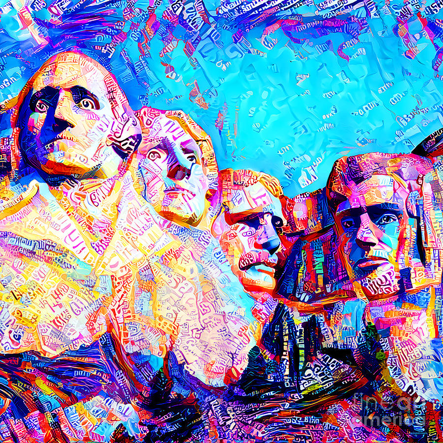 Mount Rushmore National Memorial In Vibrant Modern Contemporary Urban Style 20210703 square Photograph by Wingsdomain Art and Photography