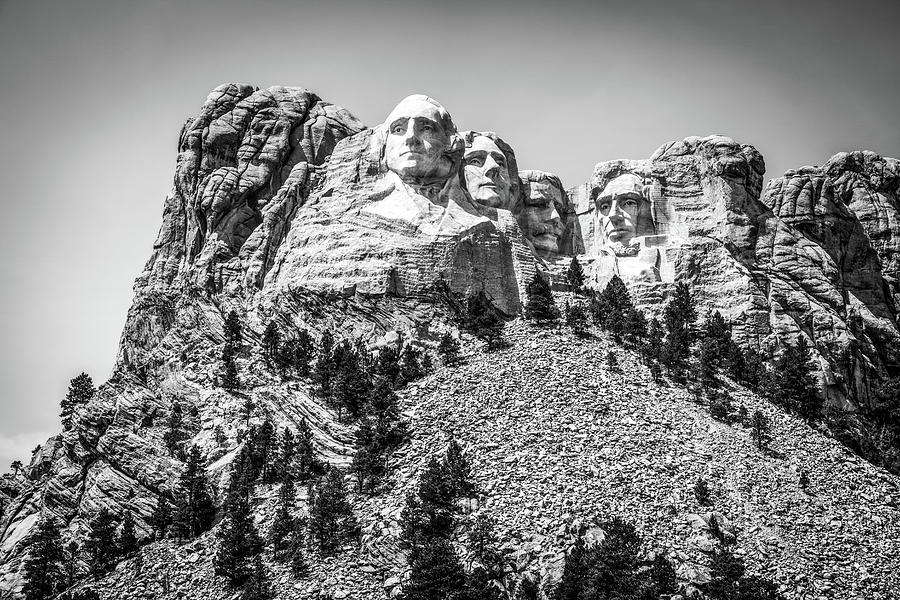 Mount Rushmore Of The Black Hills In Black and White - South Dakota Photograph by Gregory Ballos