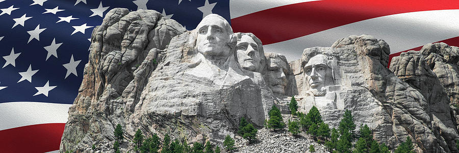 Mount Rushmore Oil Paint Style Patriotic Panorama - South Dakota Photograph by Gregory Ballos