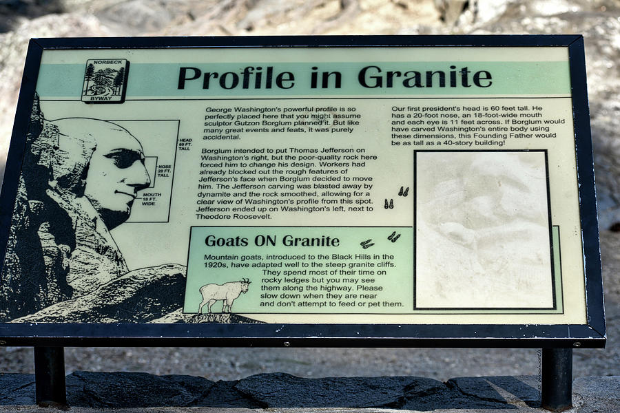 Mount Rushmore Profile In Granite View Washington Signage Photograph by Thomas Woolworth