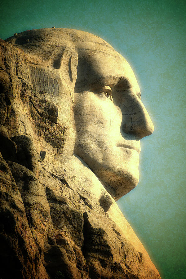 Rushmore Photograph - Mount Rushmore Washington Profile In Granite View Textured Vertical by Thomas Woolworth