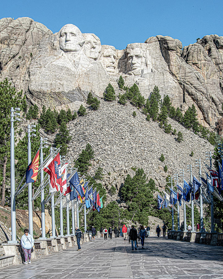 Mount Rushmore with Avenue of Flags Photograph by Daniel Hebard