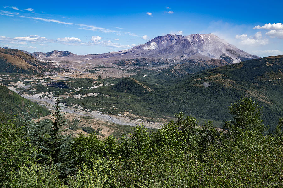Mount Saint Helens and the Toutle River in summer Photograph by Dave Brenner