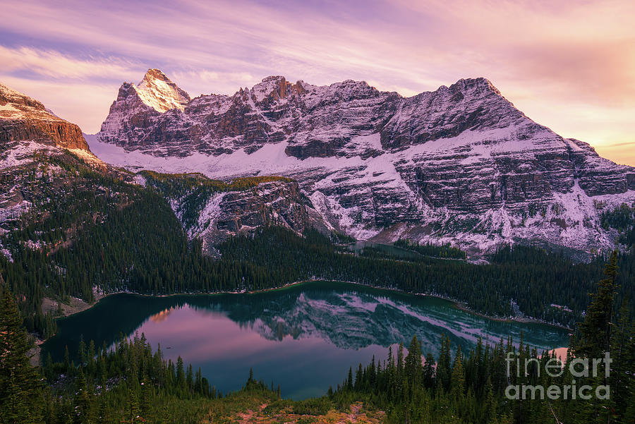 Mount Schaffer Sunset Above Lake OHara Photograph by Mike Reid