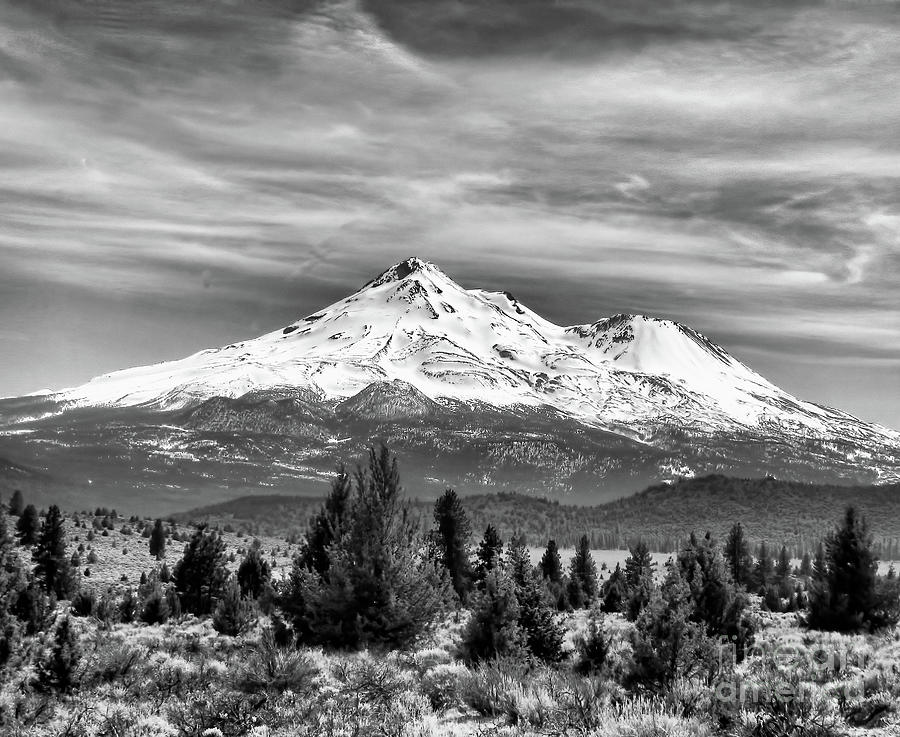 Mount Shasta, California, USA  Monochrome Photograph by Aurelia Schanzenbacher