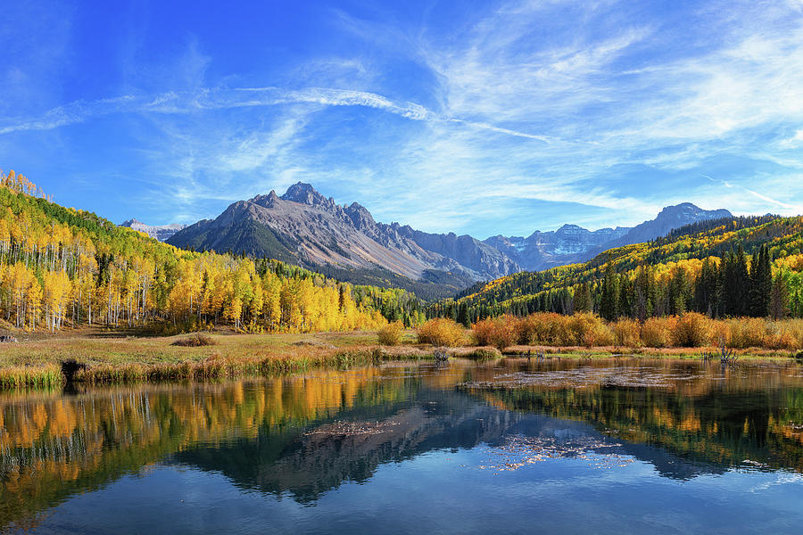 Mount Sneffels Reflection with a touch of fall colors Photograph by ...