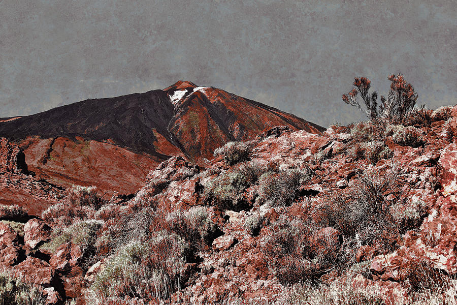 Nature Drawing - Mount Teide Volcano Landscape by Menega Sabidussi