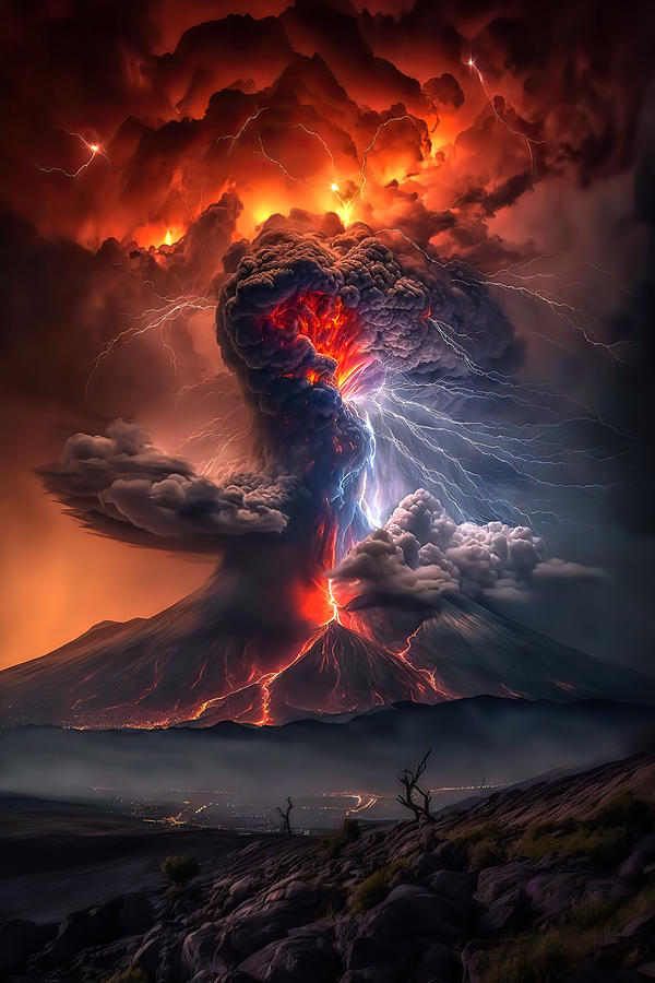 Mount Vesuvius AD 79 Digital Art by Wes and Dotty Weber