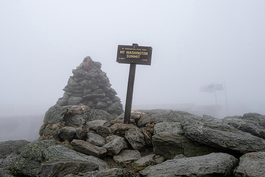 Mount Washington Summit on a Cold Windy Cloudy Day Photograph by William Dickman