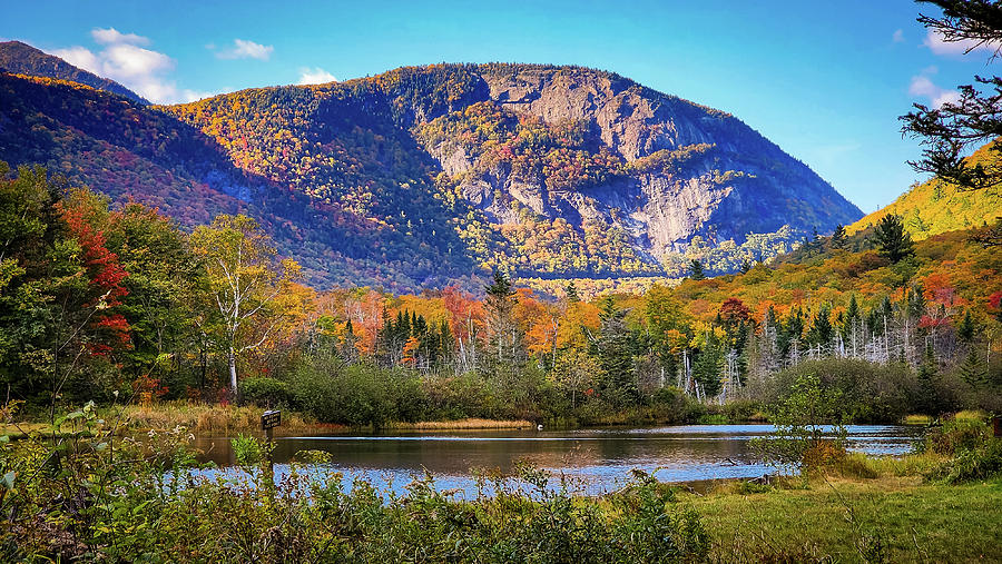Autumn Afternoon Photograph - Mount Willard Reflected in Willey Pond in Crawford Notch New Ham by Jeff Folger