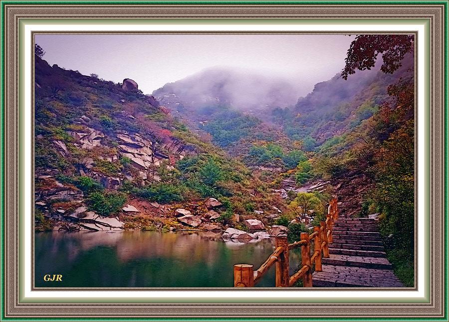 Mountain And Landscape Scene Near Bannerhurst L A S - With Printed Frame. Digital Art