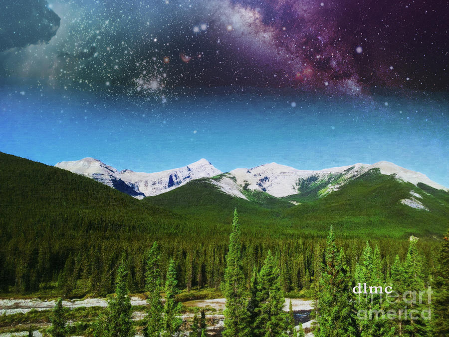 Mountain and Night Sky Digital Art by Donna L Munro
