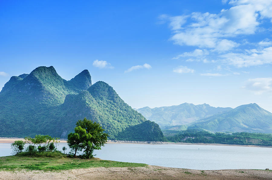 Mountain and river scenery Photograph by Carl Ning