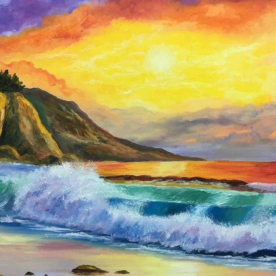 Mountain And Sea Painting by Lauren Dane - Fine Art America