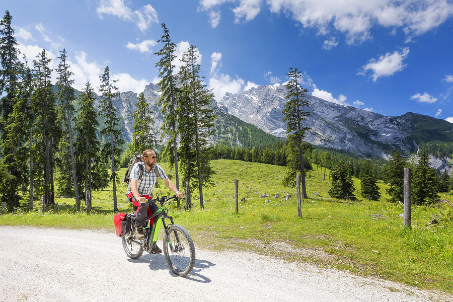 Mountain Biker at Watzmann - Berchtesgaden National Park Photograph by DieterMeyrl