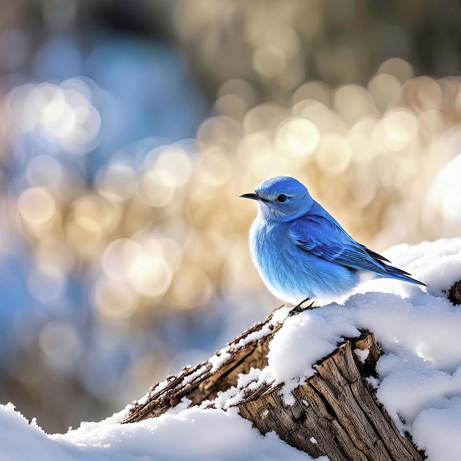 Bluebird Digital Art - Mountain Bluebird in Winter by Donna Kennedy