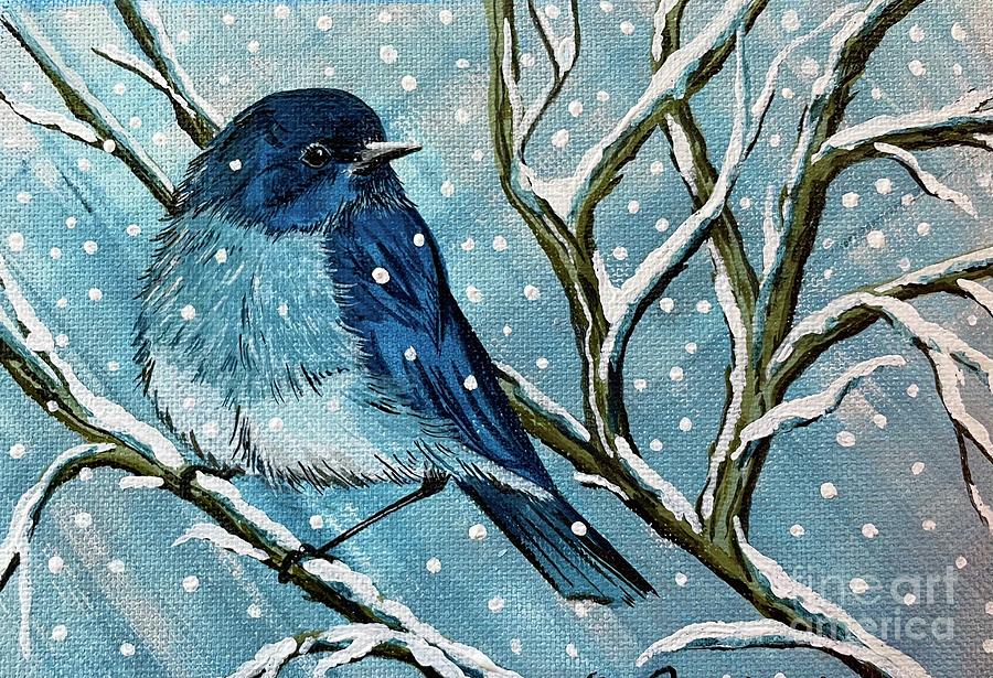 Mountain Bluebird Storm Painting by Jennifer Lake