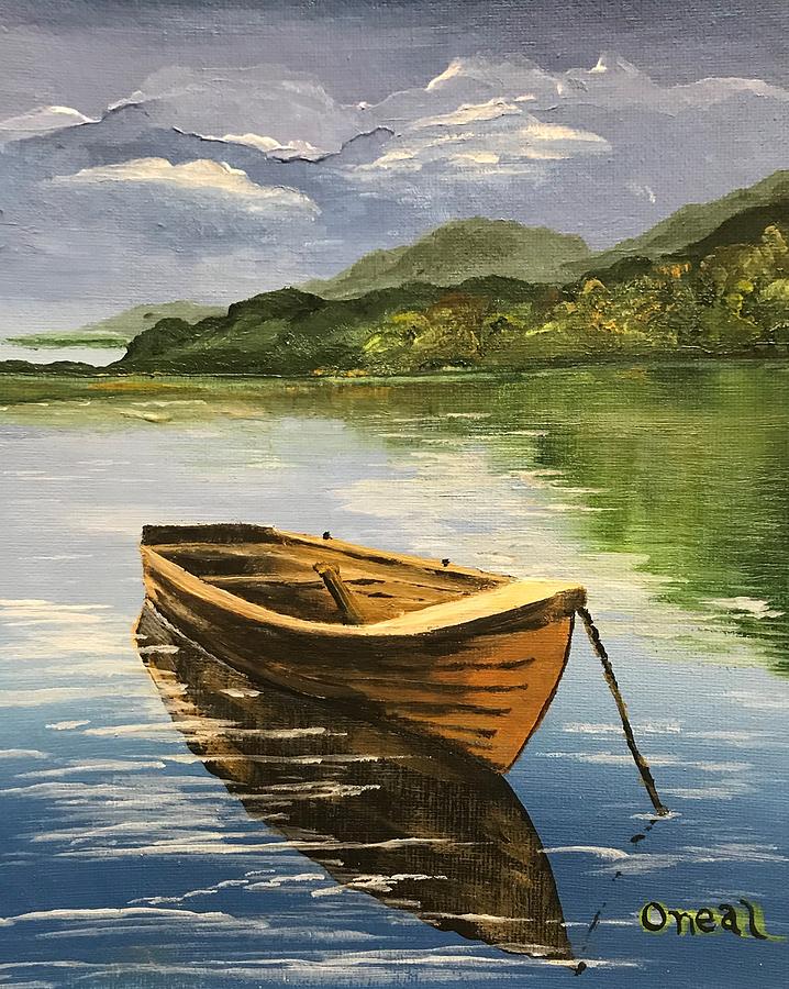 Mountain boating Painting by Kevin Oneal