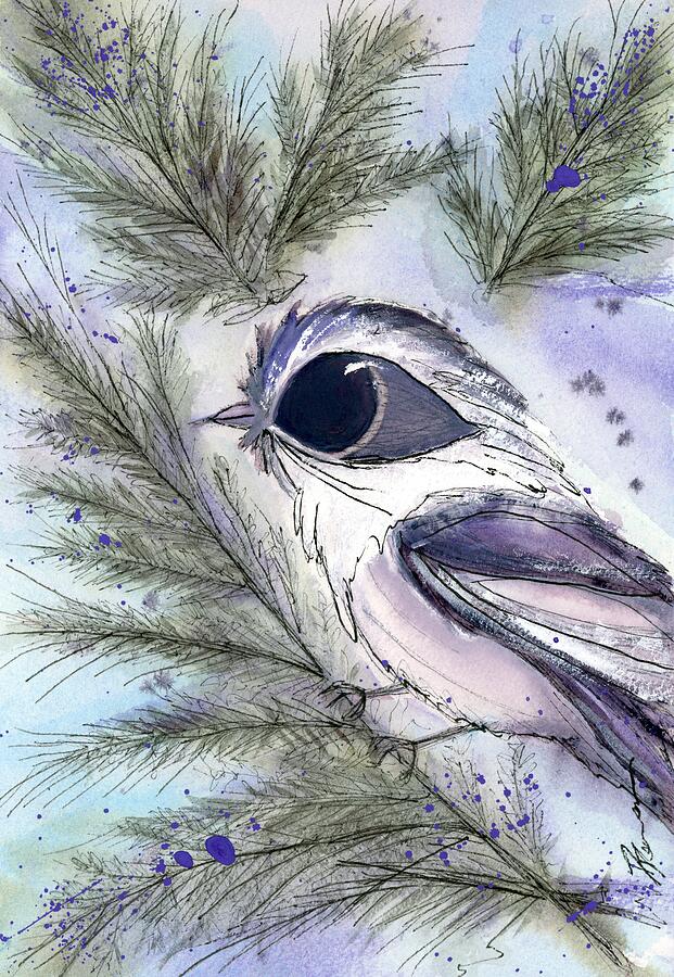 Mountain Chickadee in My Tree Painting by Dawn Derman Mountain Chickadee in My Tree Painting by Dawn Derman