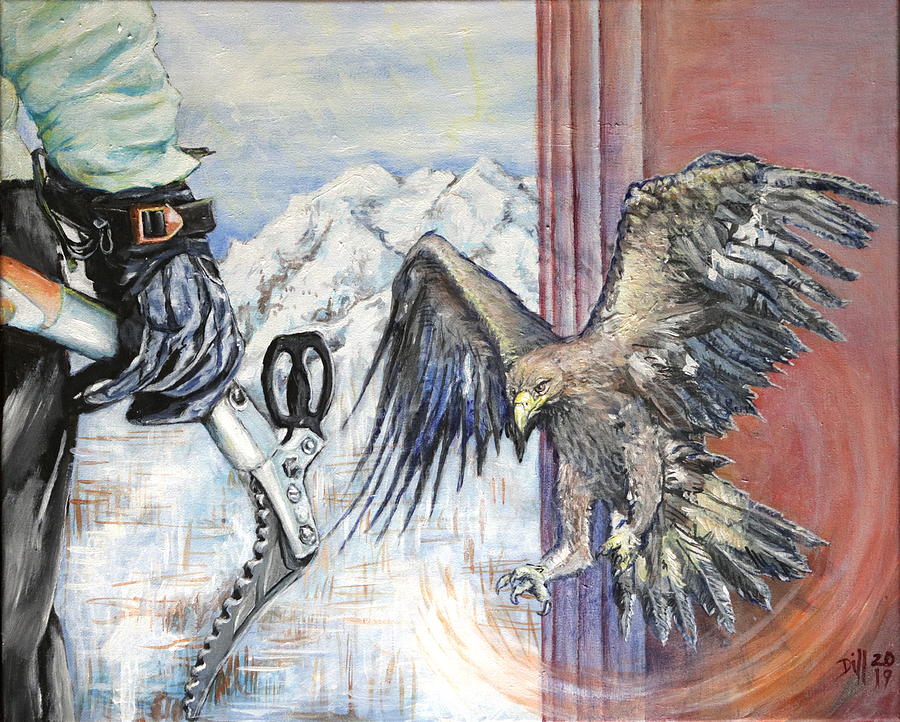 Mountain Climbing with Golden Eagle Painting by Rust Dill Mountain Climbing with Golden Eagle Painting by Rust Dill