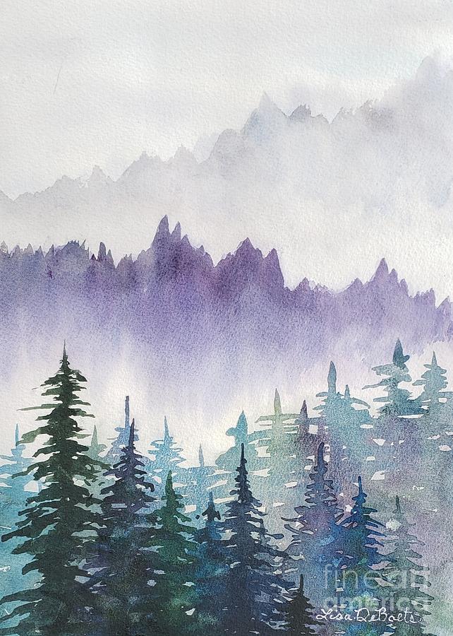 Foggy Landscape Painting - Mountain Dew by Lisa Debaets