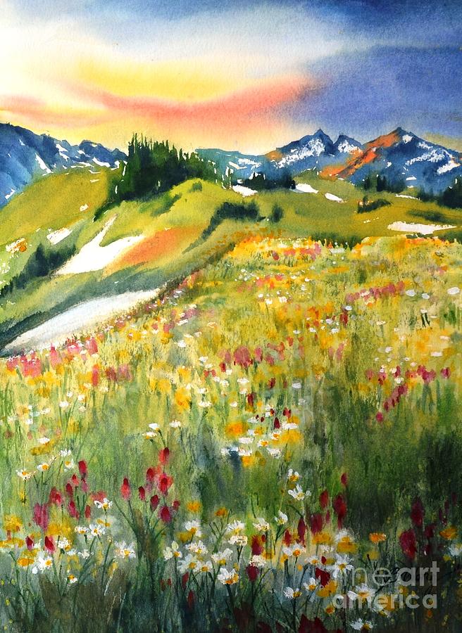 Mountain flowers Painting by Betty M M Wong