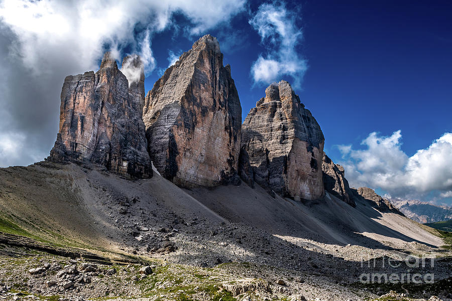 Mountain Formation Tre Cime Di Lavaredo In The Dolomites Of South Tirol In Italy Photograph by Andreas Berthold