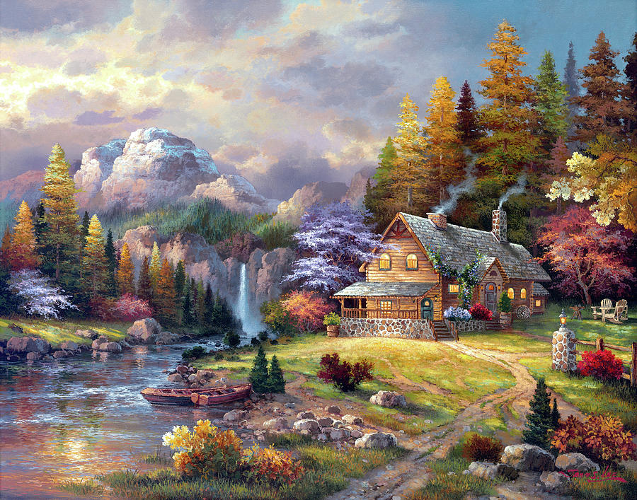 Mountain Hideaway Painting by James Lee - Pixels